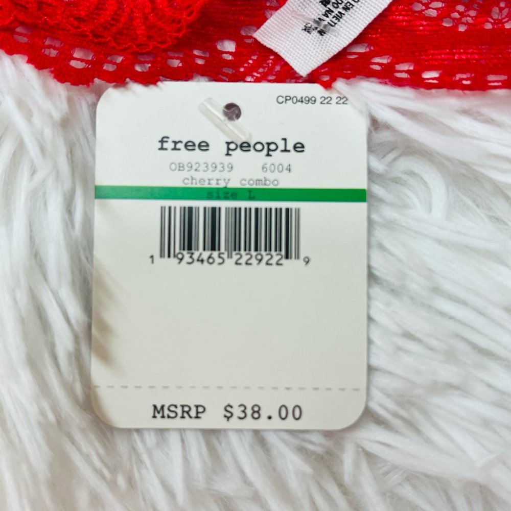Free People Mari Printed Bralette Cherry Combo L - Picture 7 of 8